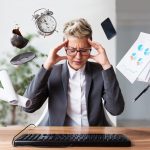 Woman trying to reduce her stress.