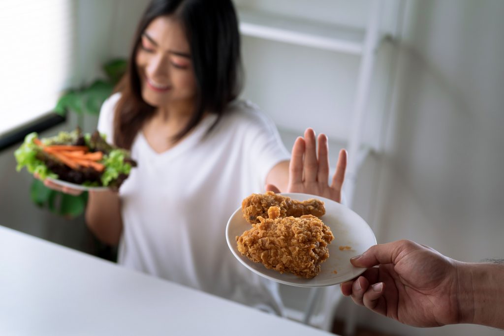 Woman successfully achieving appetite control.