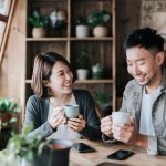 A happy couple enjoying the health benefits of coffee.